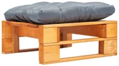 Pozostałe meble ogrodowe - vidaXL Ogrodowy puf z palet, szara poduszka, miodowy brąz, drewno vidaXL - miniaturka - grafika 1