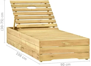 vidaXL Leżak ogrodowy ze stolikiem i poduszką, impregnowana sosna! 3065931 - Leżaki ogrodowe - miniaturka - grafika 10