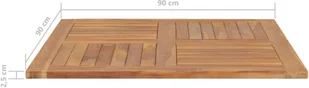vidaXL Blat stołu, lite drewno tekowe, kwadratowy, 90x90x2,5 cm vidaXL - Blaty meblowe i parapety okienne - miniaturka - grafika 6