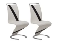 Krzesła - Vente-Unique Komplet 2 krzeseł TWIZY - Materiał skóropodobny czarny + biały - miniaturka - grafika 1