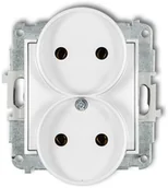 Gniazdka elektryczne - Karlik Gniazdo podwójne bez uziemienia MINI biały MGPR-2p - miniaturka - grafika 1