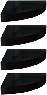 vidaXL vidaXL Narożne półki ścienne, 4 szt., połysk, czarne, 25x25x3,8cm, MDF - Półki do salonu - miniaturka - grafika 3