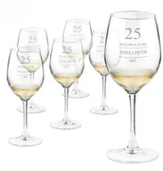 Kieliszki - Murrano Kieliszki szklane do wina zestaw x6 grawer z dedykacją dla pary na 6xSKIV-027 - miniaturka - grafika 1