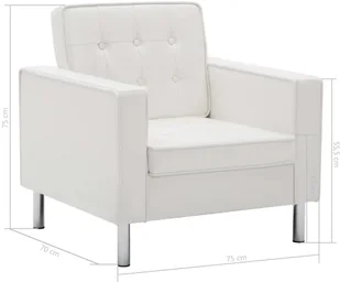vidaXL Fotel tapicerowany sztuczną skórą, 75 x 70 x 75 cm, biały - Fotele - miniaturka - grafika 7