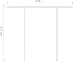 VidaXL Lumarko Ręcznie zwijana markiza ze słupkami, 3,5x2,5 m, żółto-biała - Markizy - miniaturka - grafika 11