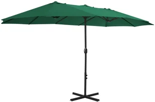 vidaXL Parasol ogrodowy na słupku aluminiowym, 460 x 270 cm, zielony vidaXL - Parasole ogrodowe - miniaturka - grafika 4
