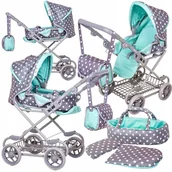 Wózki dla lalek - Duży wózek dla lalek 3w1 Głeboki Spacerowy Nosidło - miniaturka - grafika 1