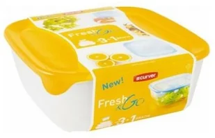 Curver Zestaw kwadratowych pojemników na żywnośćFRESH&GO 0,8L + 1,7L + 2,9L + 0,25L 1326-0 - Pojemniki kuchenne - miniaturka - grafika 2
