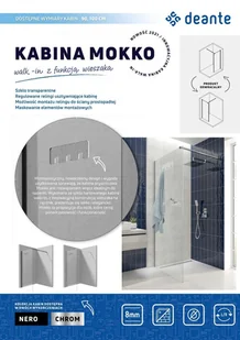 Deante Ścianka walk-in Mokko nero czarna z wycięciem 100 cm KQM_N30P KQM_N30P - Ścianki i drzwi prysznicowe - miniaturka - grafika 5