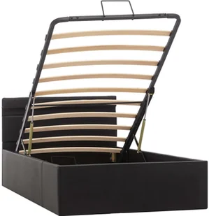 vidaXL Rama łóżka z podnośnikiem i LED, czarna, ekoskóra, 90 x 200 cm - Łóżka - miniaturka - grafika 2