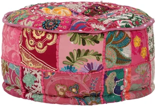 vidaXL Okrągły puf patchworkowy, ręcznie robiony, 40 x 20 cm, różowy - Pufy i podnóżki - miniaturka - grafika 7