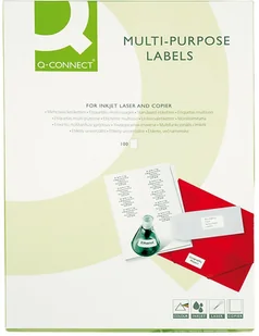 Q-CONNECT Etykiety uniwersalne , 38x21,2mm, zaokrąglone, białe 100 ark. KF00573 - Etykiety samoprzylepne i bloki etykiet - miniaturka - grafika 3
