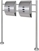 Skrzynki na listy - vidaXL Podwójna skrzynka na listy ze stali nierdzewnej na stojaku vidaXL - miniaturka - grafika 1