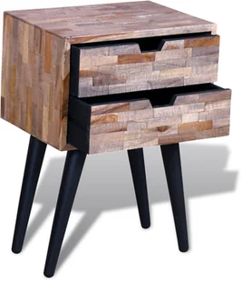 vidaXL Szafka nocna z przetworzonego drewna tekowego 2 szufladami - Szafki nocne - miniaturka - grafika 3