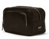 Kosmetyczki, organizery i kuferki - Solier Gold Elegancka skórzana kosmetyczka męska SK04 Solier ciemny brąz - miniaturka - grafika 1