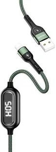 USAMS Kabel pleciony U48 lightning 1,2m 2A Fast Charging LED zielony/green SJ423USB02 (US-SJ423) - Kable USB - miniaturka - grafika 2