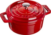 Brytfanny - Staub Mini Cocotte okrągły z pokrywą (10 cm, 0,25 L, do płyt indukcyjnych, czarne z matowe emaliowaniu wewnątrz garnka) Czereśnia 1101006 - miniaturka - grafika 1