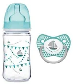 Butelki dla niemowląt - Canpol babies Canpol Butelka antykolkowa Let's Celebrate 240ml Boy +smoczek uspokajający GRATIS - miniaturka - grafika 1