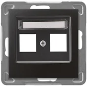 Klawisze i ramki - Ospel Plakietka podwójnego gniazda teleinformatycznego IMPRESJA Antracyt GPK-2Y/p/50 - miniaturka - grafika 1