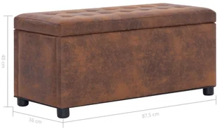 vidaXL Puf z pojemnikiem, 87,5 cm, brązowy, sztuczna skóra zamszowa vidaXL - Pufy i podnóżki - miniaturka - grafika 7
