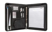 Teczki i skoroszyty - GENIE Teczka konferencyjna A4 z wyjmowanym kołonotatnikiem (Frankfurt; zamek błyskawiczny dookoła; w tym blok do pisania; o wyglądzie skóry i teksturowanym nylonie) czarna Frankfurt - miniaturka - grafika 1