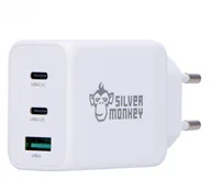 Ładowarki do telefonów - Silver Monkey Silver Monkey Ładowarka sieciowa GAN 65W USB-C PD USB A QC 3.0 - miniaturka - grafika 1