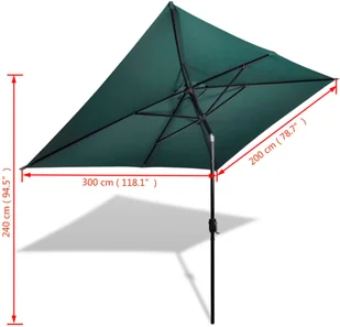 vidaXL vidaXL Parasol prostokątny (200 x 300 cm) Zielony - Parasole ogrodowe - miniaturka - grafika 7