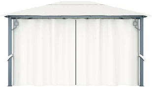 vidaXL Altana ogrodowa z zasłonami, 400 x 300 cm, kremowa - Altany ogrodowe - miniaturka - grafika 6