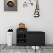 Szafki na buty - vidaXL Ławka z miejscem na buty, czarna, 94,5x31x57 cm, płyta wiórowa - miniaturka - grafika 1