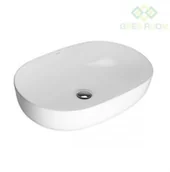 Umywalki - Oltens Hamnes Thin umywalka 60,5x41,5 cm nablatowa owalna z powłoką SmartClean biała 40820000 - miniaturka - grafika 1