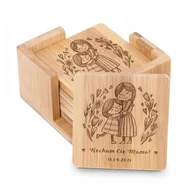 Pozostałe akcesoria barmańskie - Murrano Podkładki bambusowe pod piwo kawę zestaw x6 grawer dla mamy PDK-BMB-009 - miniaturka - grafika 1