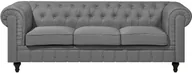 Sofy i kanapy - Beliani Sofa trzyosobowa tapicerowana jasnoszara CHESTERFIELD duża - miniaturka - grafika 1