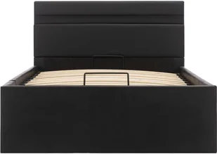 vidaXL Rama łóżka z podnośnikiem i LED, czarna, ekoskóra, 90 x 200 cm - Łóżka - miniaturka - grafika 4