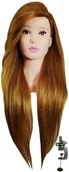 Główki treningowe - Calissimo Główka treningowa z popiersiem Paula 80 cm brown, włos naturalny + uchwyt, fryzjerska do czesania, głowa do ćwiczeń PAULA-T3-GOLDEN - miniaturka - grafika 1