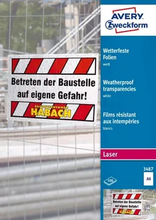 FOLIA AVERY ZWECKFORM 0.13 MM DO DRUKAREK LASEROWYCH I KSEROKOPIAREK 100 SZT. - Folie do drukarek - miniaturka - grafika 5