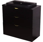 Szafki łazienkowe - Czarna szafka łazienkowa z czarną umywalką 80/3 cm Liv Victa VIC-C-U80/39/3 + LivB - miniaturka - grafika 1
