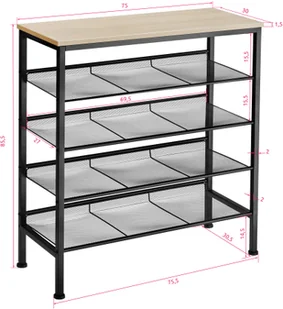 tectake Regał na buty Bournemouth - industrialny jasny 404280 - Szafki na buty - miniaturka - grafika 6