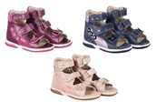 Buty dla dziewczynek - MEMO Wysokie sandały dziewczęce z podeszwą diagnostyczną profilaktyka wad stóp - naturalna skóra, ozdobne detale (Agnes) - miniaturka - grafika 1