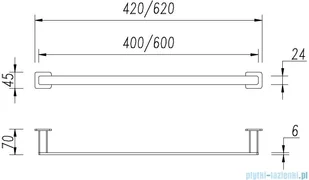 Omnires Nelson wieszak na ręcznik 42 cm grafit NL80214GR - Wieszaki łazienkowe - miniaturka - grafika 2