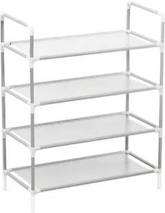 vidaXL Lumarko Stojak na buty z 4 półkami, metal i włóknina, srebrny 330042 - Szafki na buty - miniaturka - grafika 5