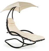 Fotele ogrodowe wiszące - ModernHome Fotel ogrodowy, hamak, leżak, leżanka ogrodowa z daszkiem, beżowy - miniaturka - grafika 1