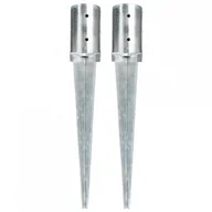 Akcesoria do ogrodzeń - Vida Kołki gruntowe 2 szt. srebrne 8x61 cm stal galwanizowana V-145429 - miniaturka - grafika 1