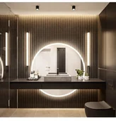 Lustra - Koło Łukasz Ochwat Alfaram Lustro w dwóch częściach z podświetleniem WIRO LED III, Dostępne wymiary: Średnica 190cm - miniaturka - grafika 1