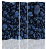 Parawany - Feeby Parawan pokojowy pięcioczęściowy dwustronny obrotowy 360° na płótnie Canvas Czarne kamienie 180x180 - miniaturka - grafika 1