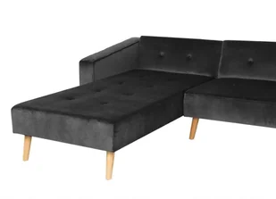Beliani Beliani Sofa narożna prawostronna welur czarna rozkładana VADSO - Narożniki - miniaturka - grafika 7