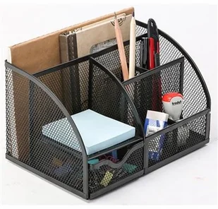 Przybornik biurkowy z miejscem na listy czarny metal - Artykuły biurowe - miniaturka - grafika 2