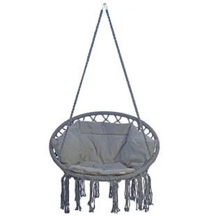 SASKA GARDEN Hamak ażurowy fotel wiszący 80x60cm luxe z poduszką szary 1026954 - Fotele ogrodowe wiszące - miniaturka - grafika 6