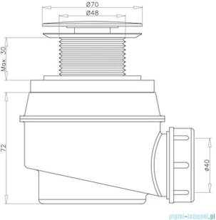 Omnires Syfon chrom brodzikowo-wannowy do brodzików z otworem 50 mm i wanien bez przelewu WB01XCR - Syfony - miniaturka - grafika 2
