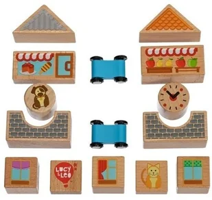 Lucy Leo Kolorowe klocki drewniane Miasto 15 elementów LL166 - Klocki - miniaturka - grafika 4