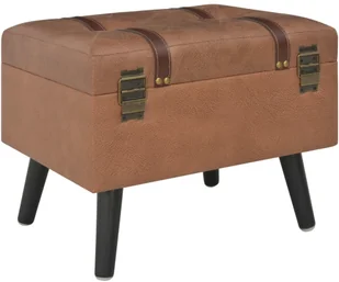 vidaXL Stołek ze schowkiem, 40 cm, brązowy, sztuczna skóra vidaXL - Pufy i podnóżki - miniaturka - grafika 3